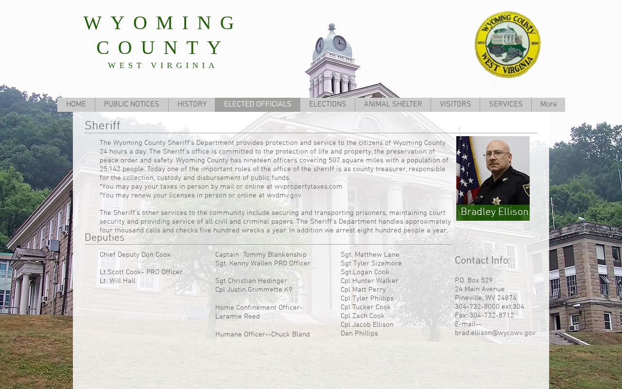 Wyoming County warrant contact source at the sheriff's department